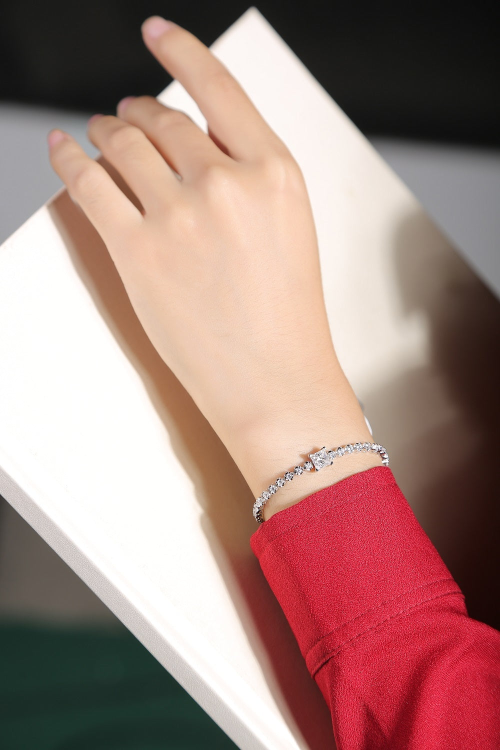 Rubik's Cube Moissanite Silver Bracelet
