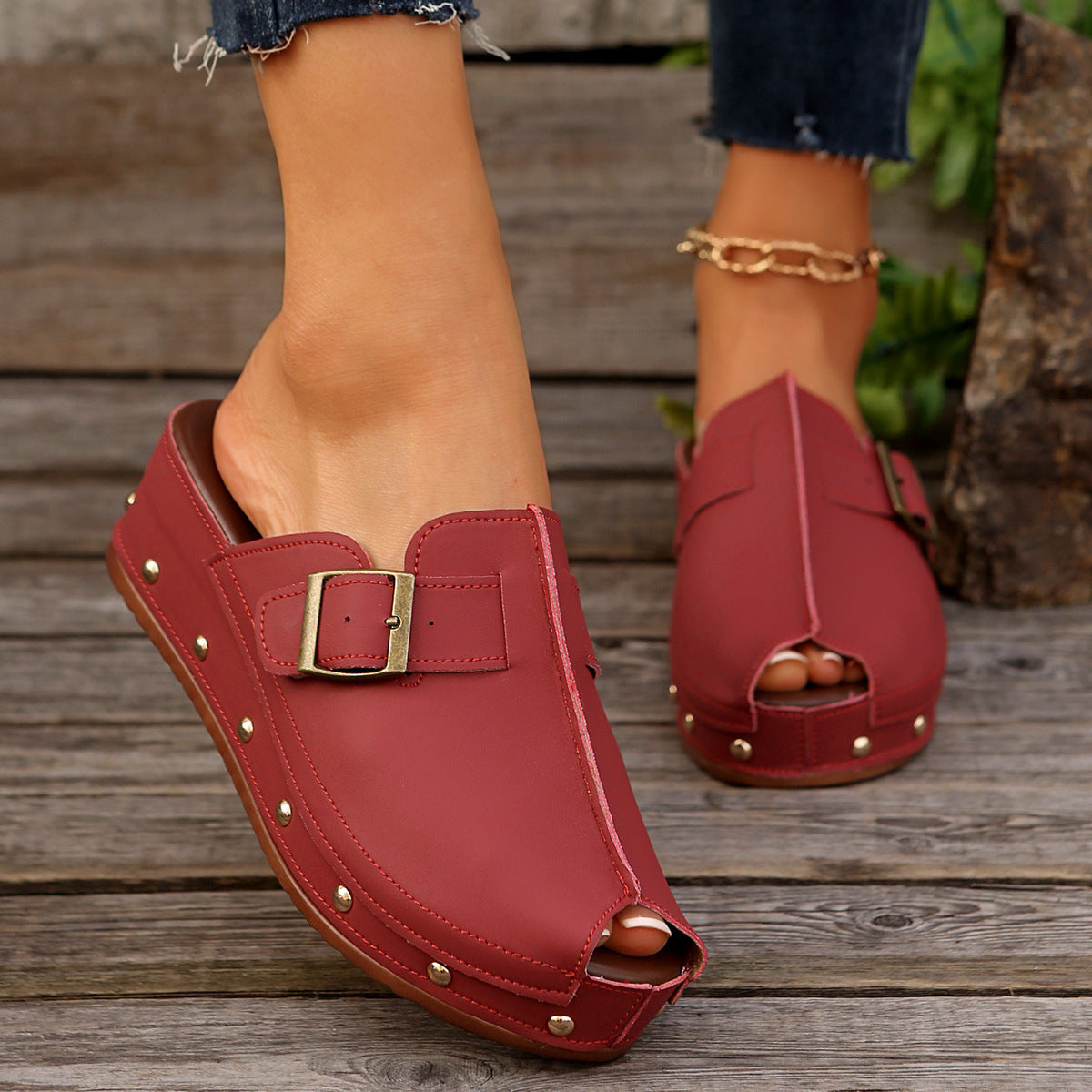 Fischmaul-Keilsandalen für Damen