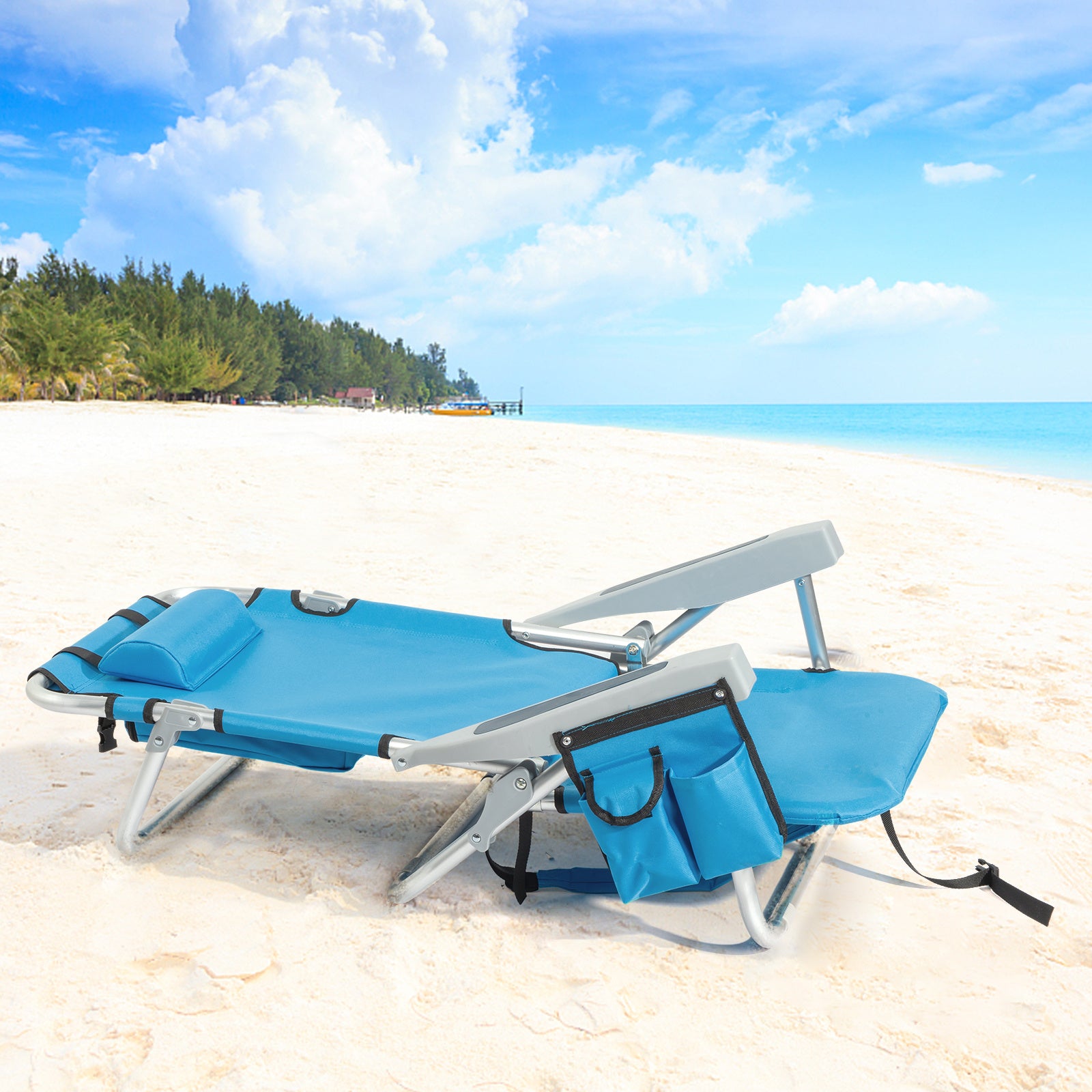 Blauer klappbarer Strandstuhl – Leichtgewicht