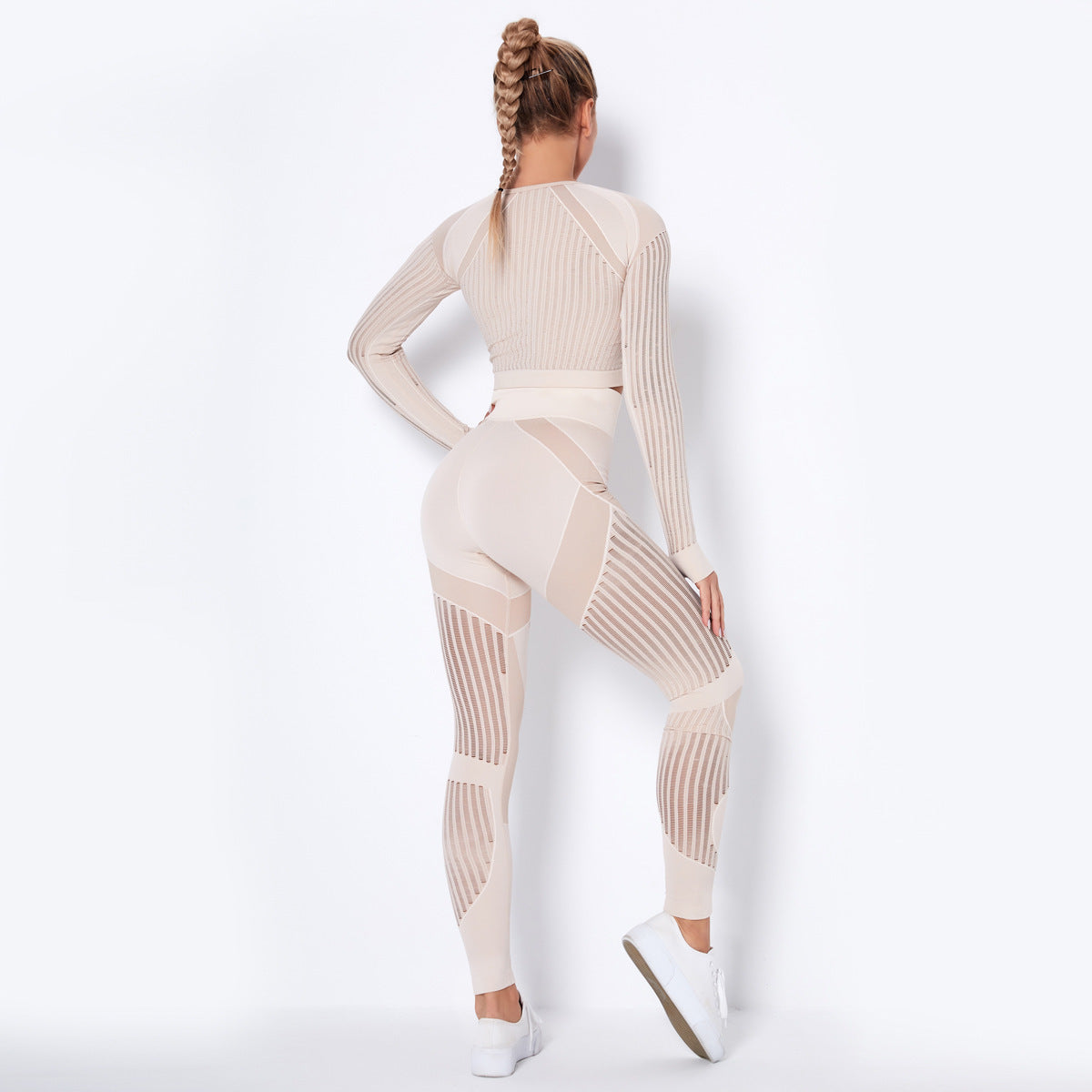 Combinaison de yoga sans couture à manches longues