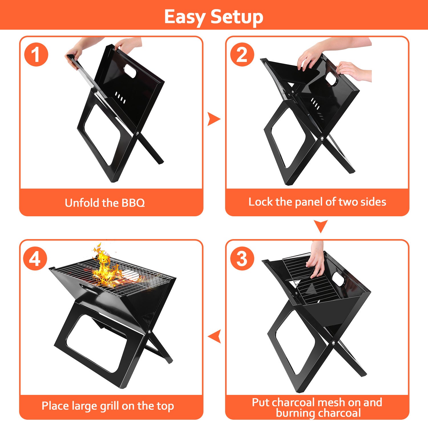 Tragbarer, faltbarer Holzkohlegrill
