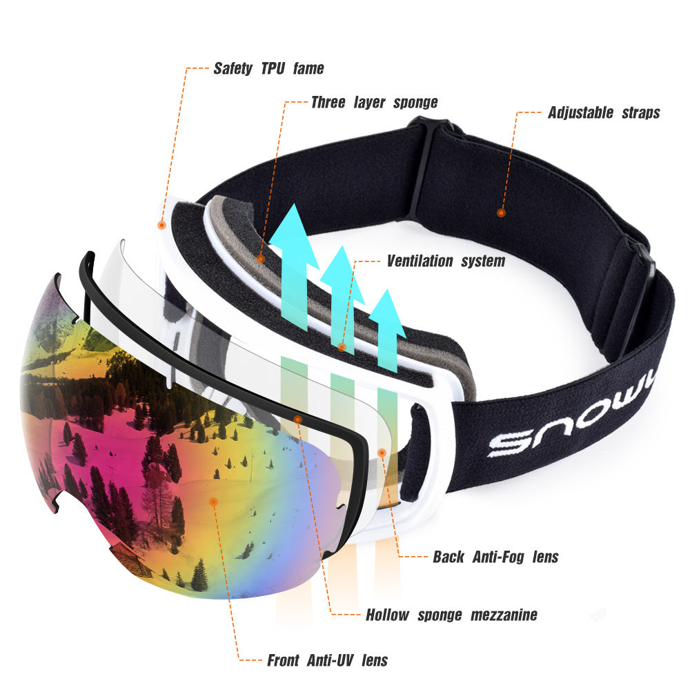 Double-Layer Anti-Fog Ski Goggles