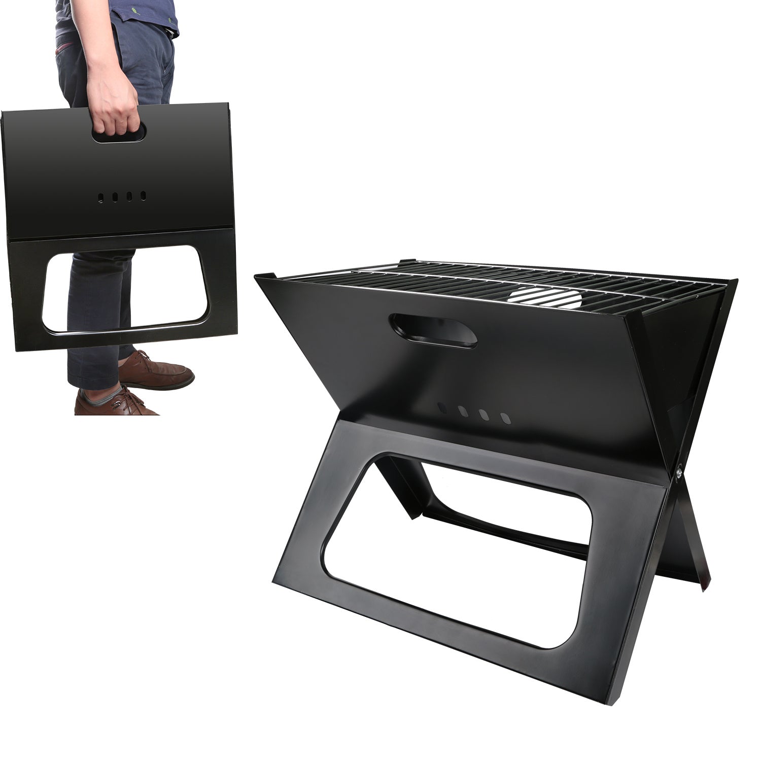 Tragbarer, faltbarer Holzkohlegrill