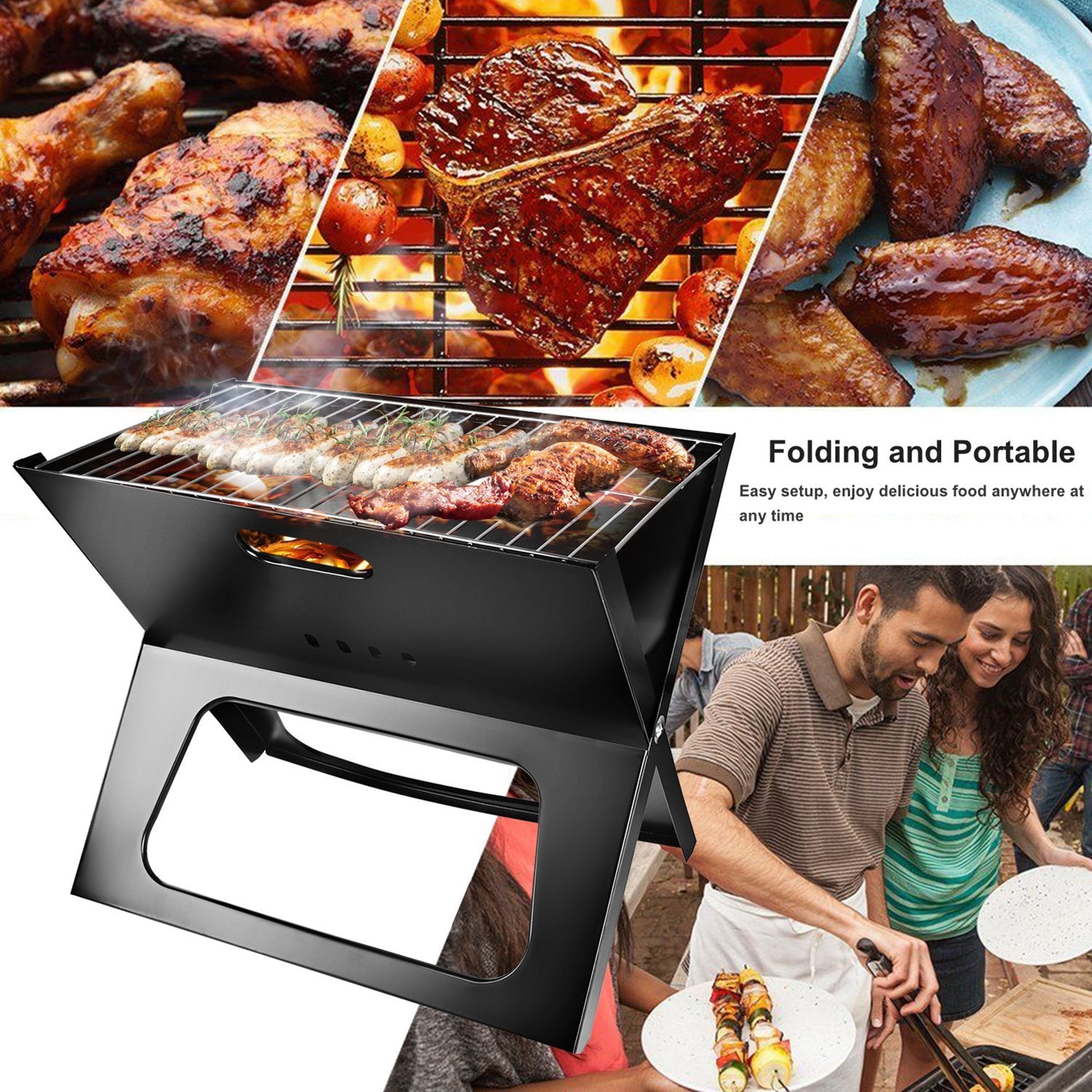 Tragbarer, faltbarer Holzkohlegrill