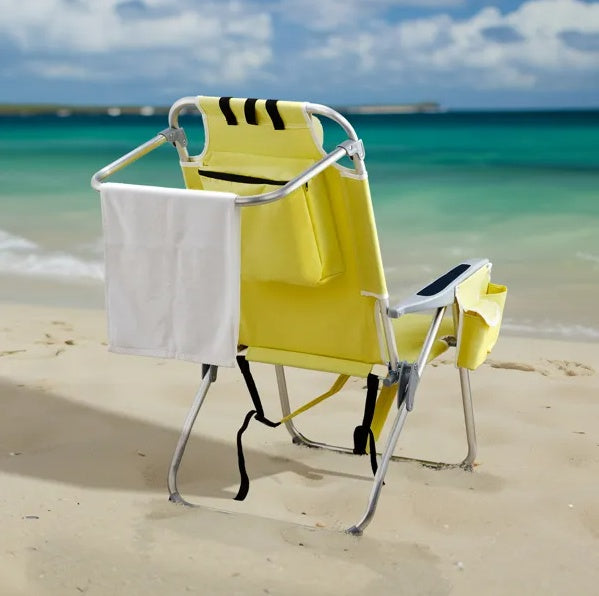 Erhöhter gelber Oxford-Strandstuhl