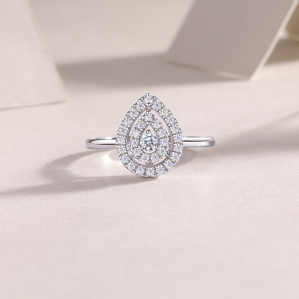 Set of Large Moissanite Silver Rings