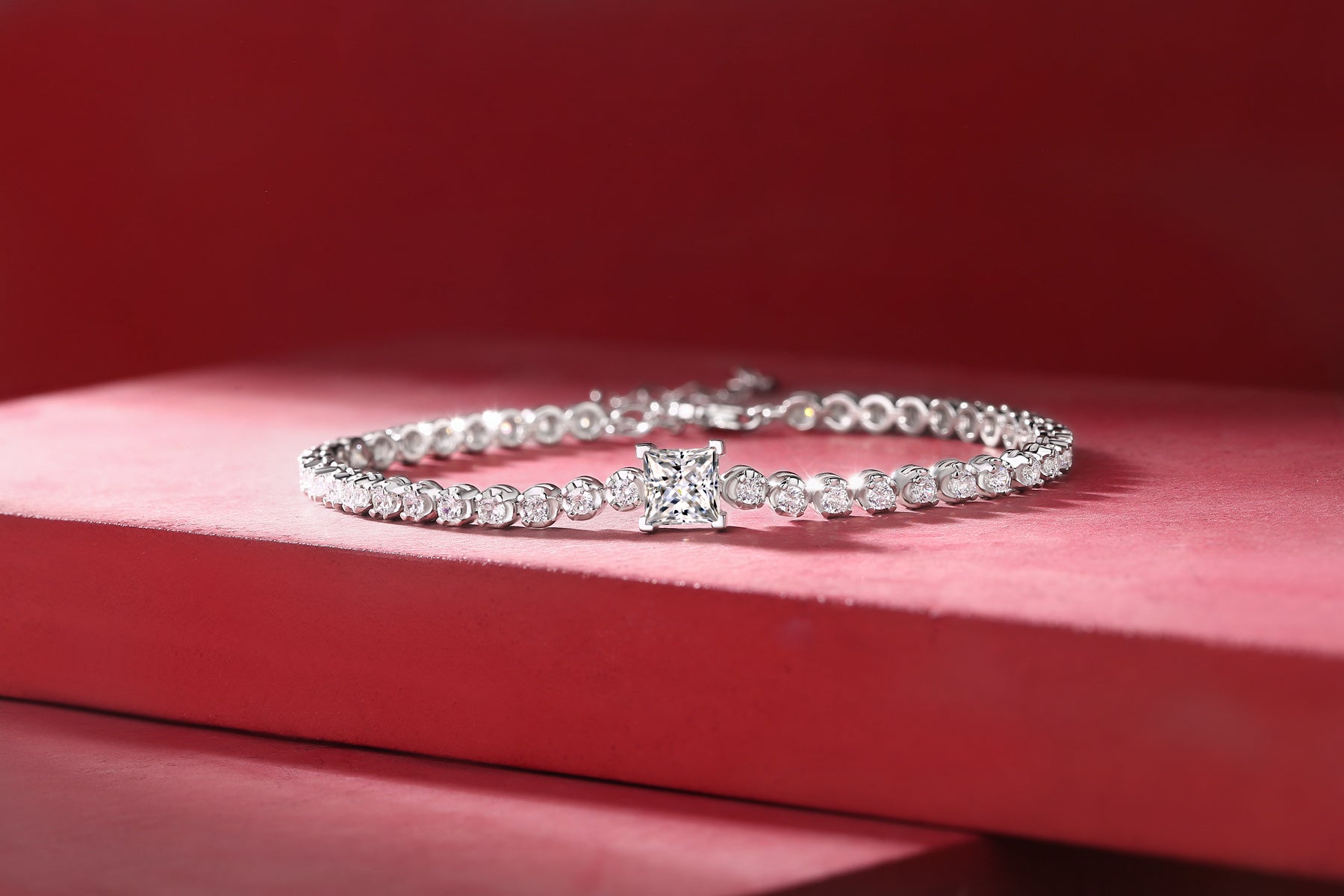 Rubik's Cube Moissanite Silver Bracelet