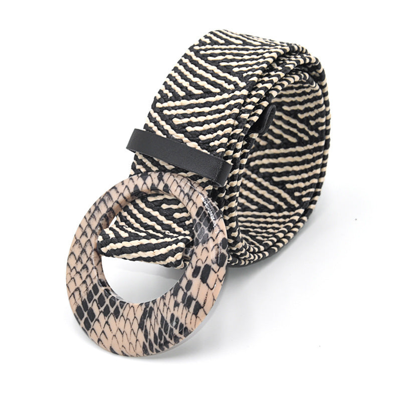 Ceinture large en coton et lin