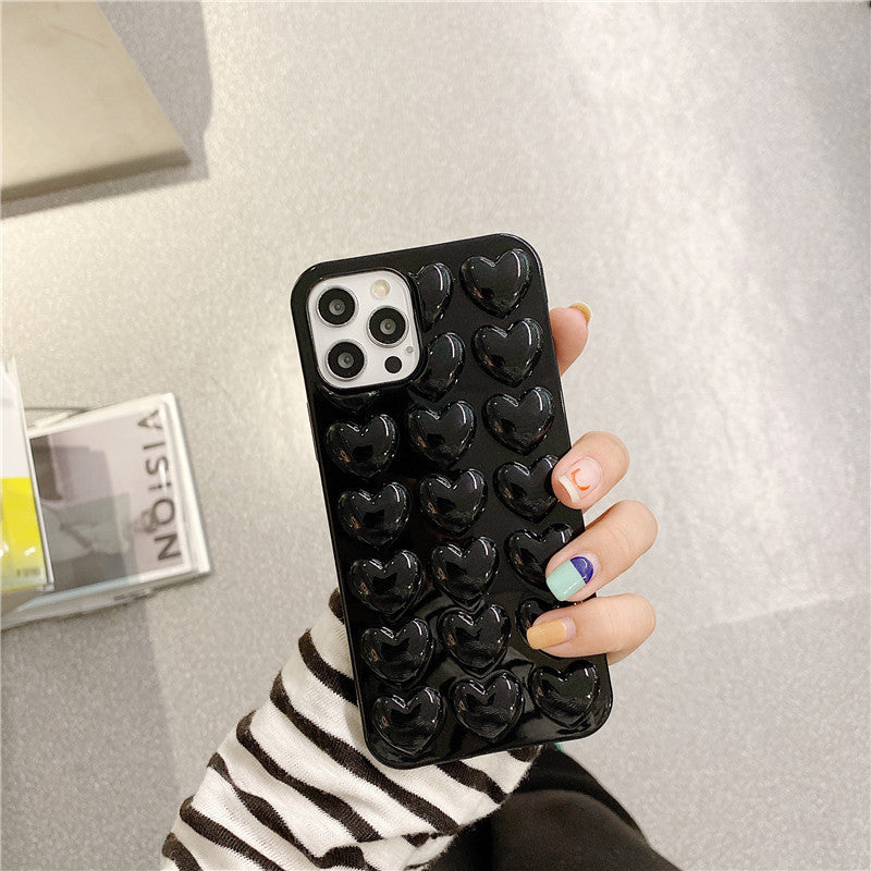 Peach Heart Silicone Phone Case with Lanyard