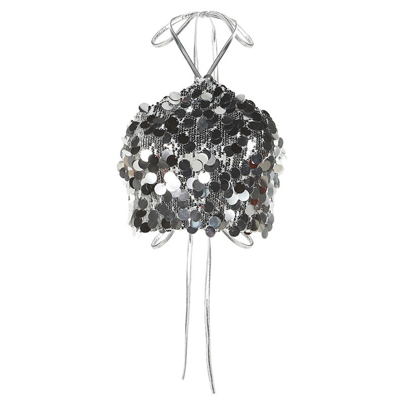 Gilet dos nu à sequins – Femme