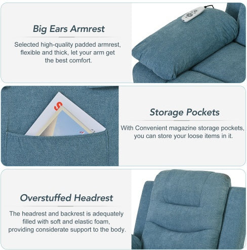 Power Lift Massage-Relaxsessel Blau