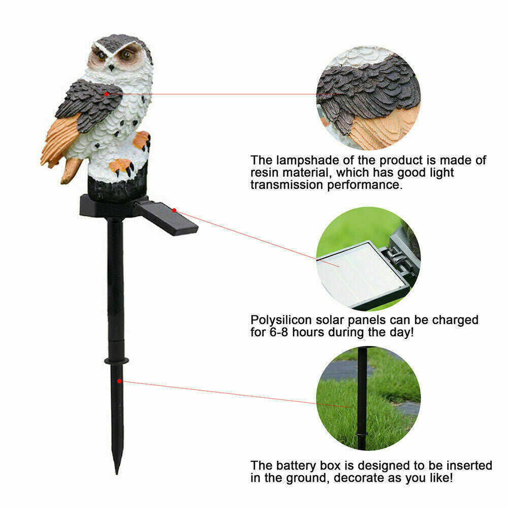 Solar LED Owl Parrot Garden Lawn Light