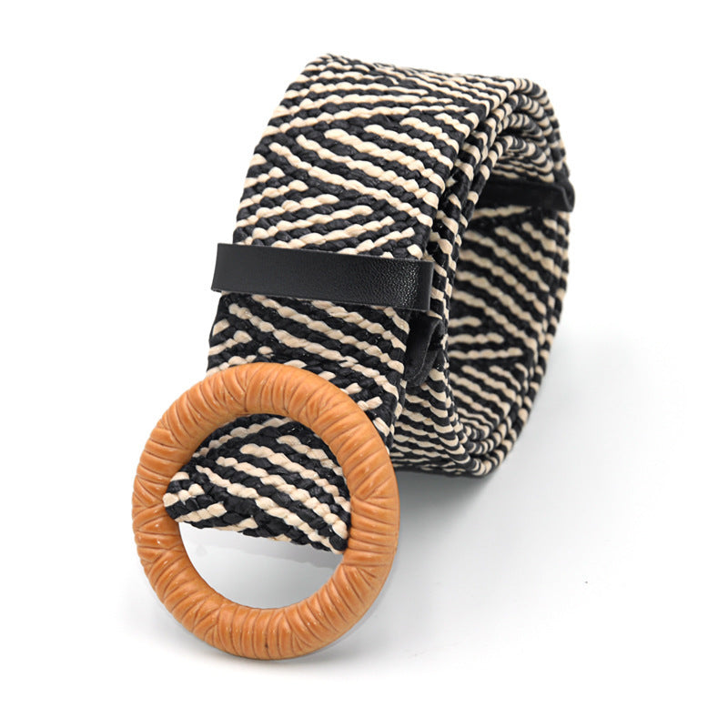 Ceinture large en coton et lin