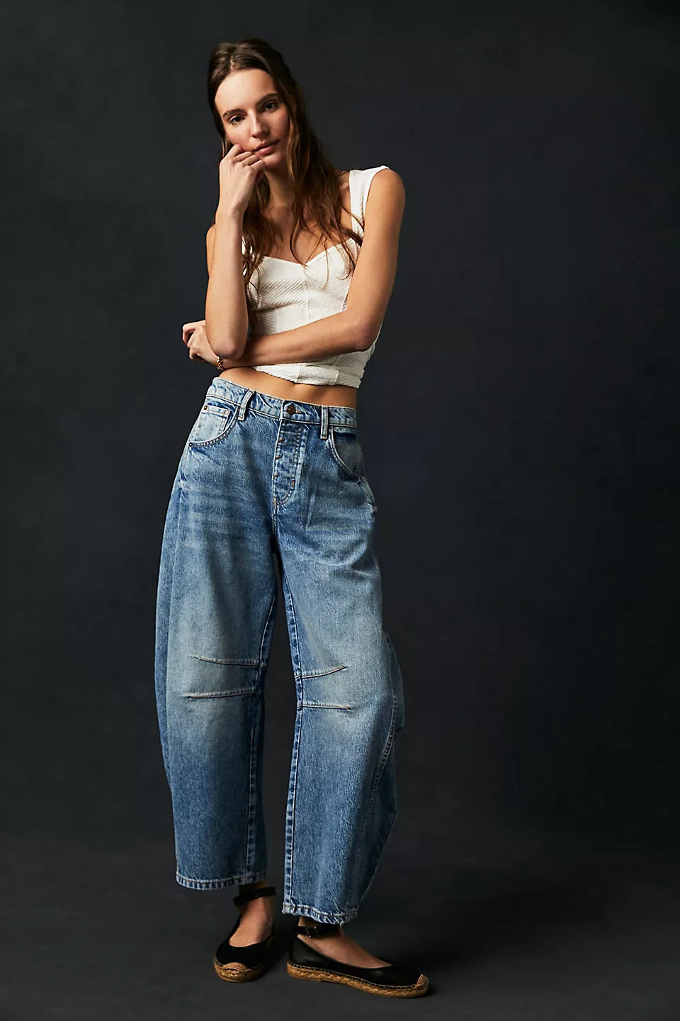 Jean large extensible à jambe large