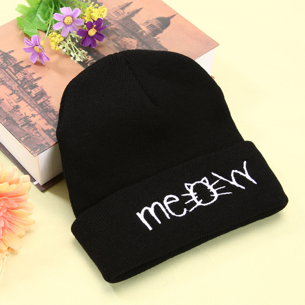 Autumn MEOW Wool Knit Beanie Hat