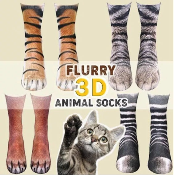3D Cat Paw Long Socks – Unisex Fun