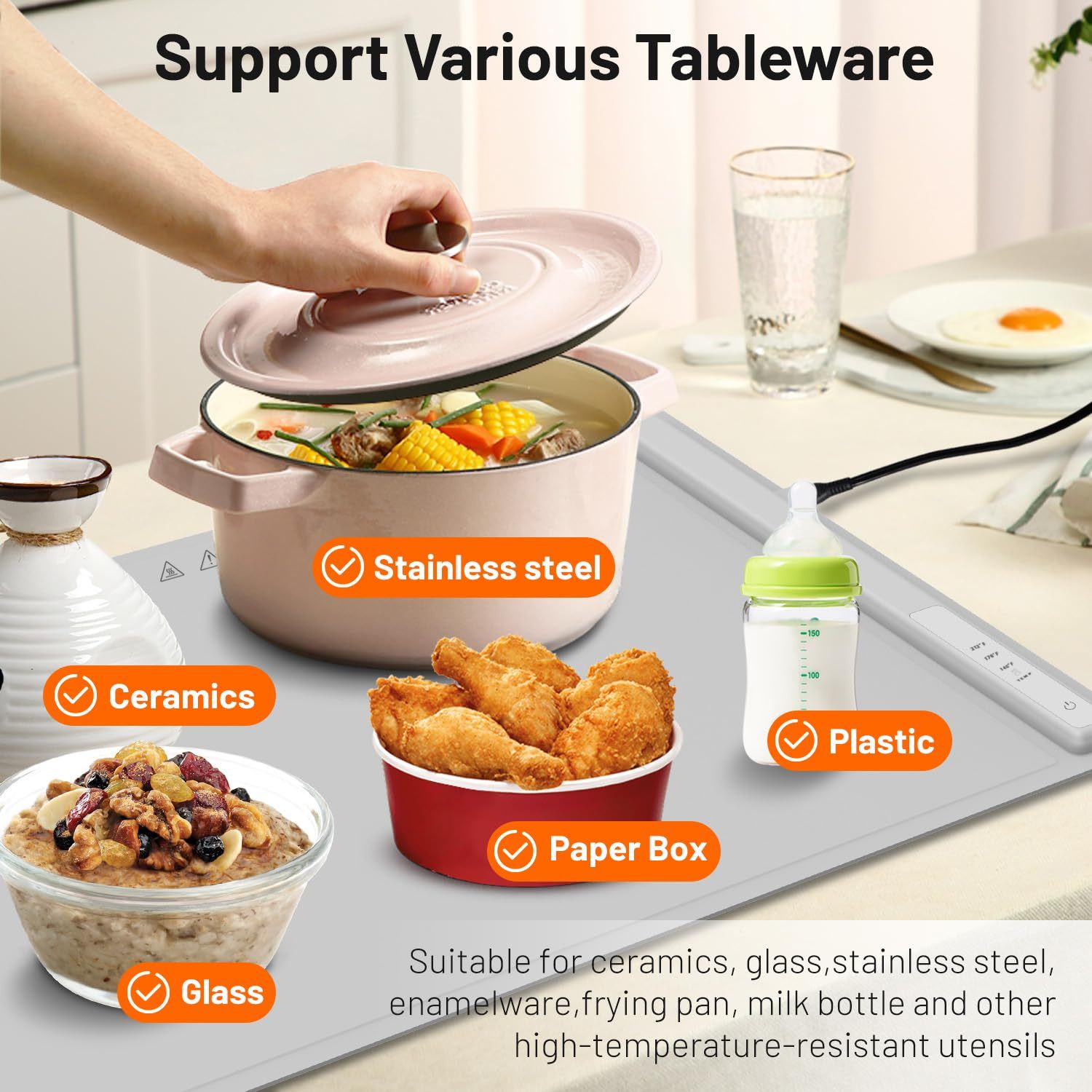 Electric Food Warming Mat with 3 Temps