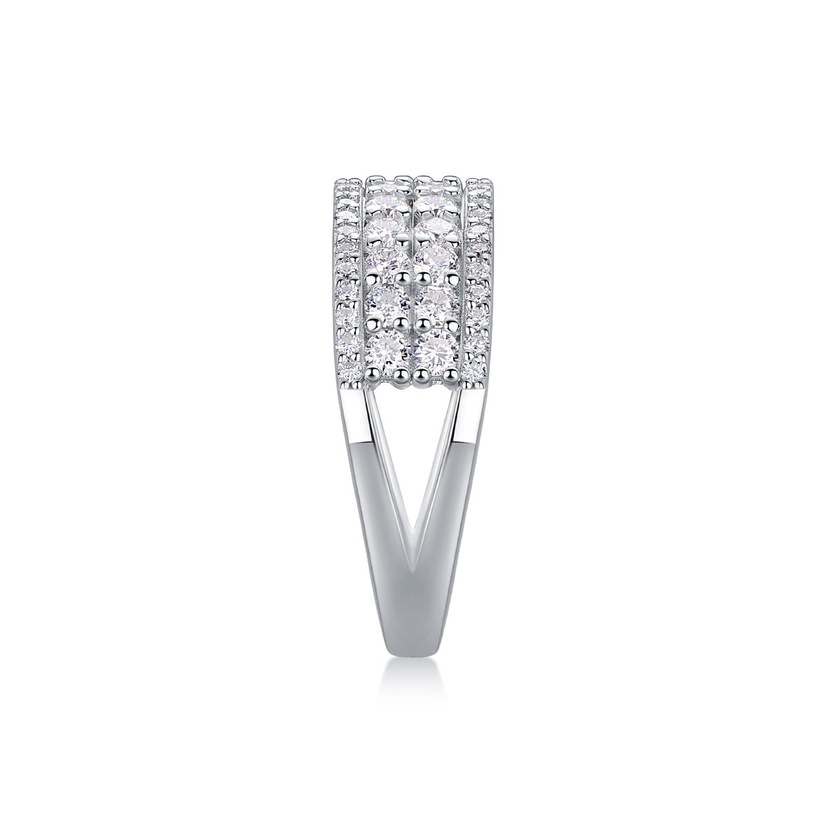 Moissanite Multi-Row Silver Ring Set