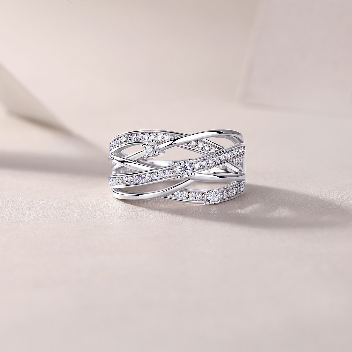 Luxus-Silberring-Set mit Stern-Moissanit