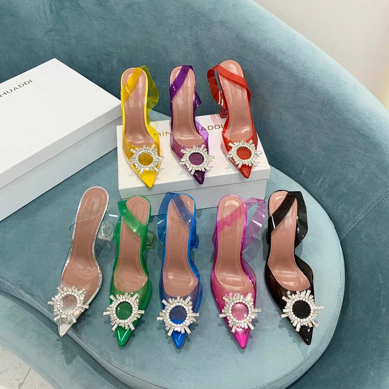 Transparente Sandalen aus PVC mit spitzer Zehenpartie und Schleife