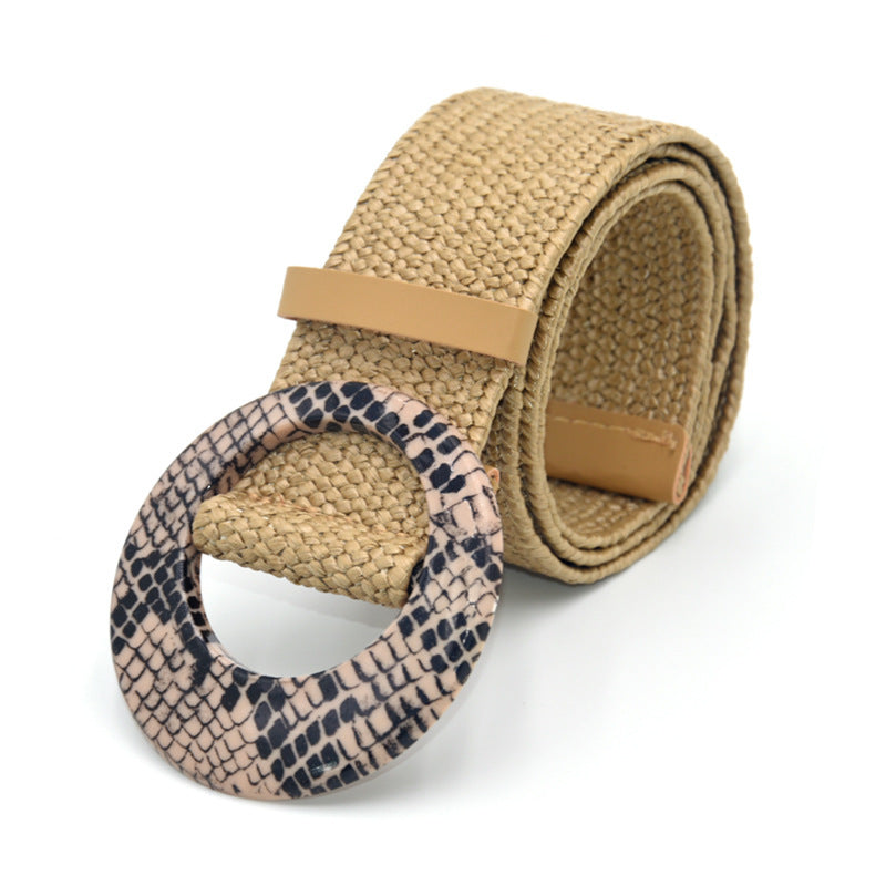 Ceinture large en coton et lin