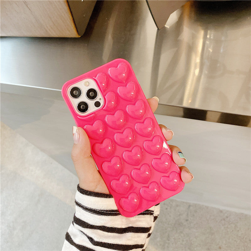Peach Heart Silicone Phone Case with Lanyard