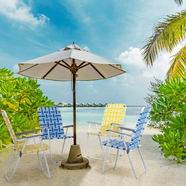 2pcs Yellow & White Striped Beach Chairs