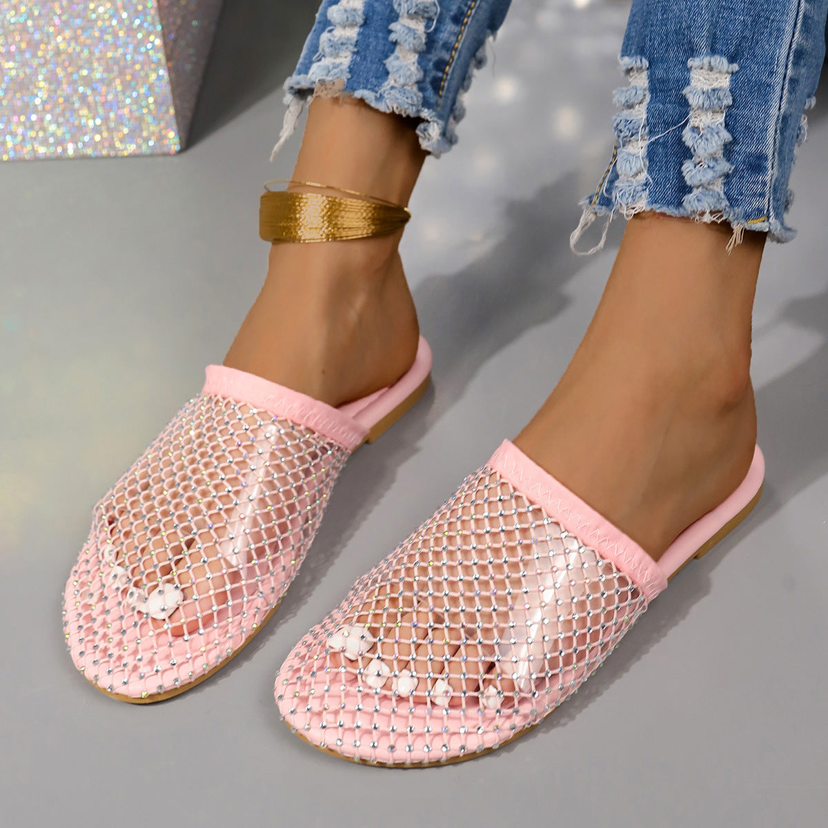 Transparente Strass Hohl Sandalen Damen