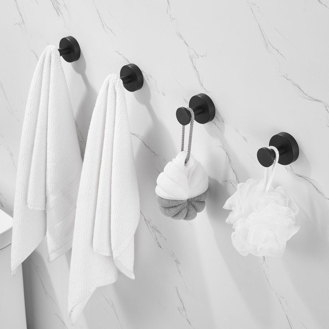 Matte Black Wall Hooks – 4 Pack Set