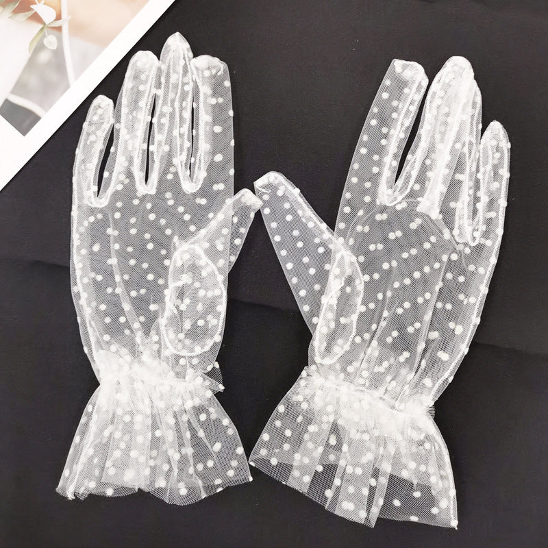 White Mesh Wedding & Evening Gloves