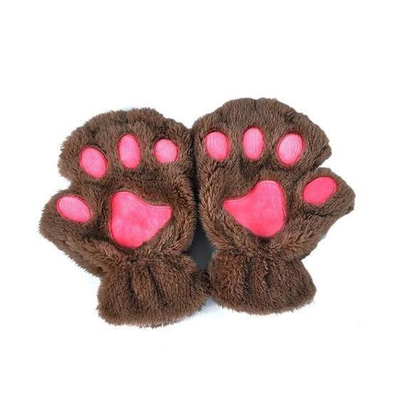 Cute Cat Paw Half Finger Gloves