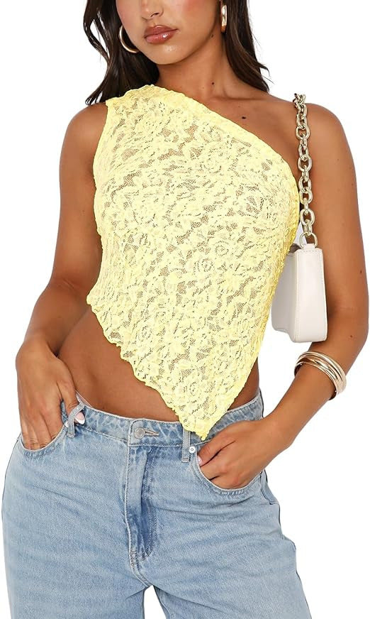 Rückenfreies, asymmetrisches Spitzentop – Damen