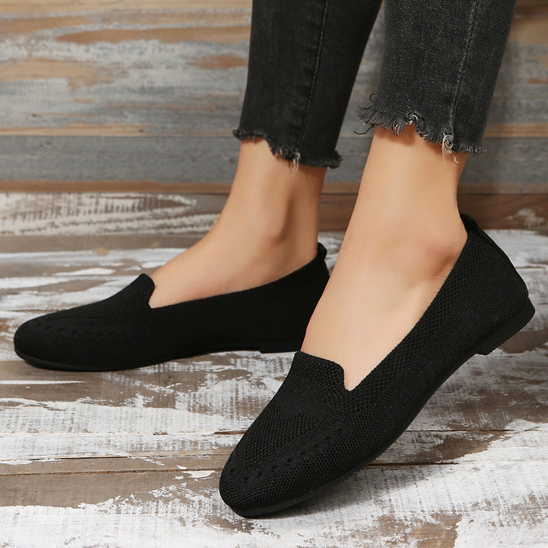 Fly Woven Mesh Slip-on Freizeitschuhe mit flacher Sohle