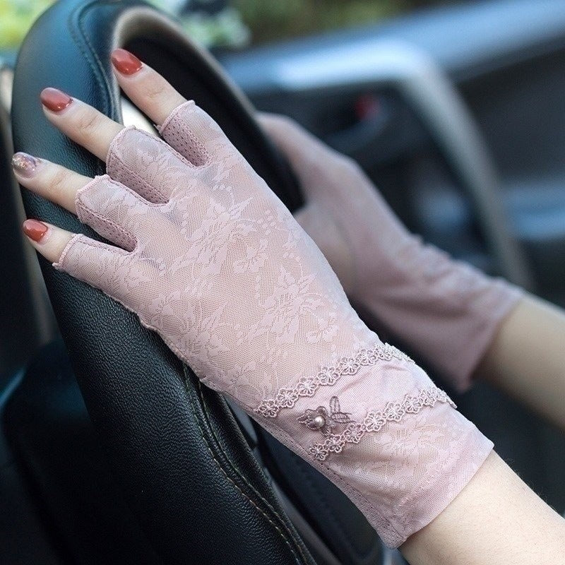 Lace Ice Silk UV Driving Gloves TB54