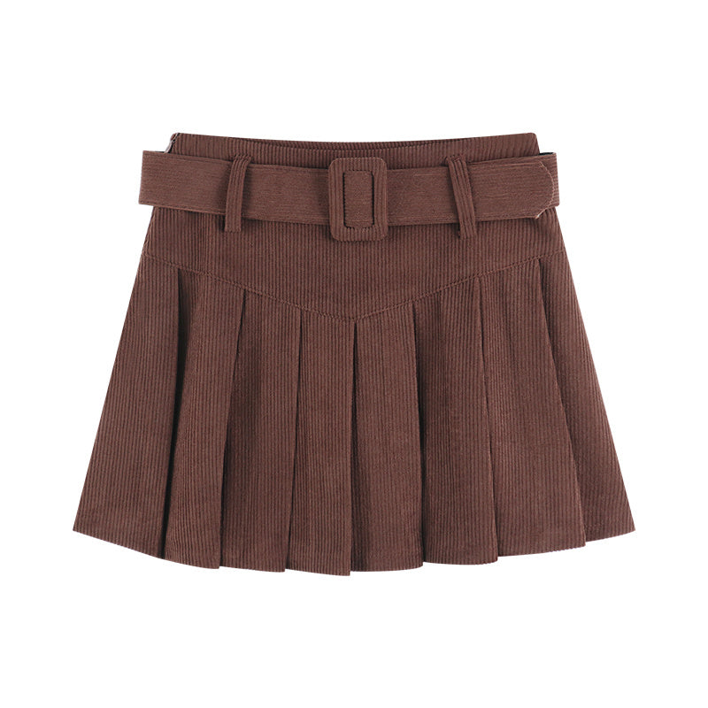 Corduroy A-line Pleated Autumn Skirt