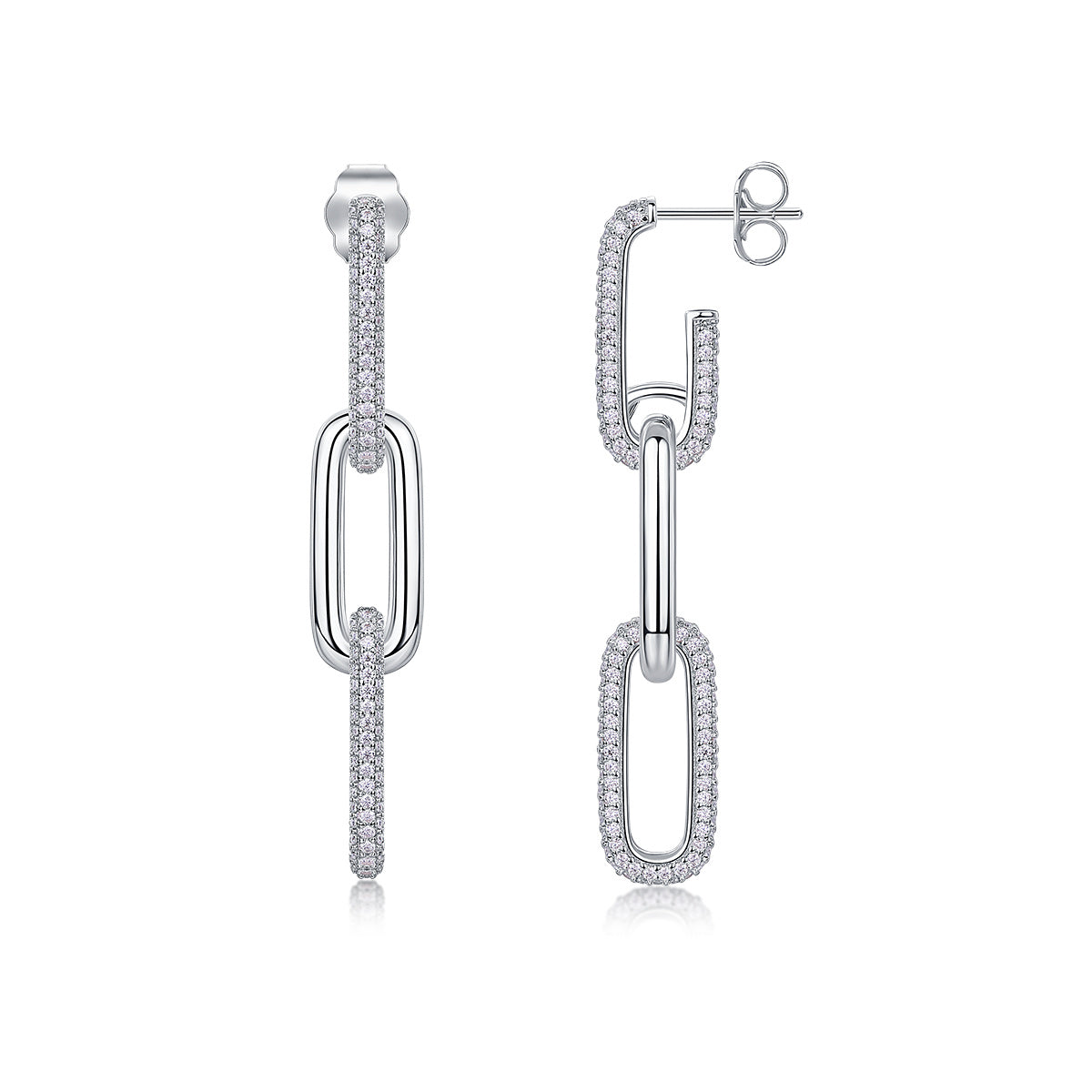 Chain Diamond Stud Earrings Set