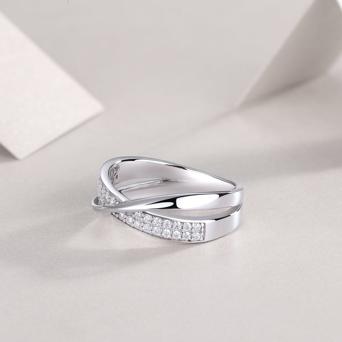 Wrap-Around Moissanite Silver Ring Set