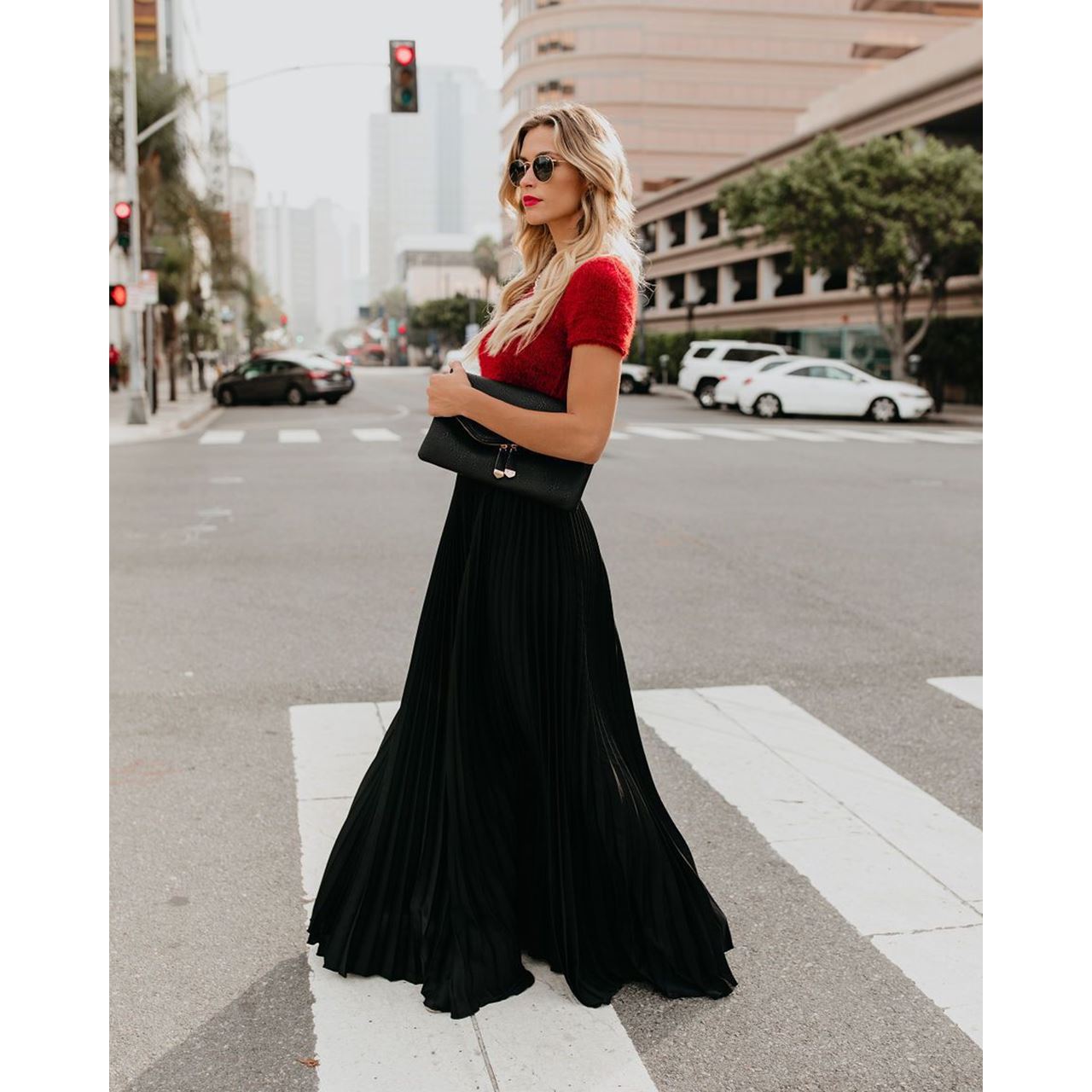 Lässiger langer Rock mit hoher Taille für Damen