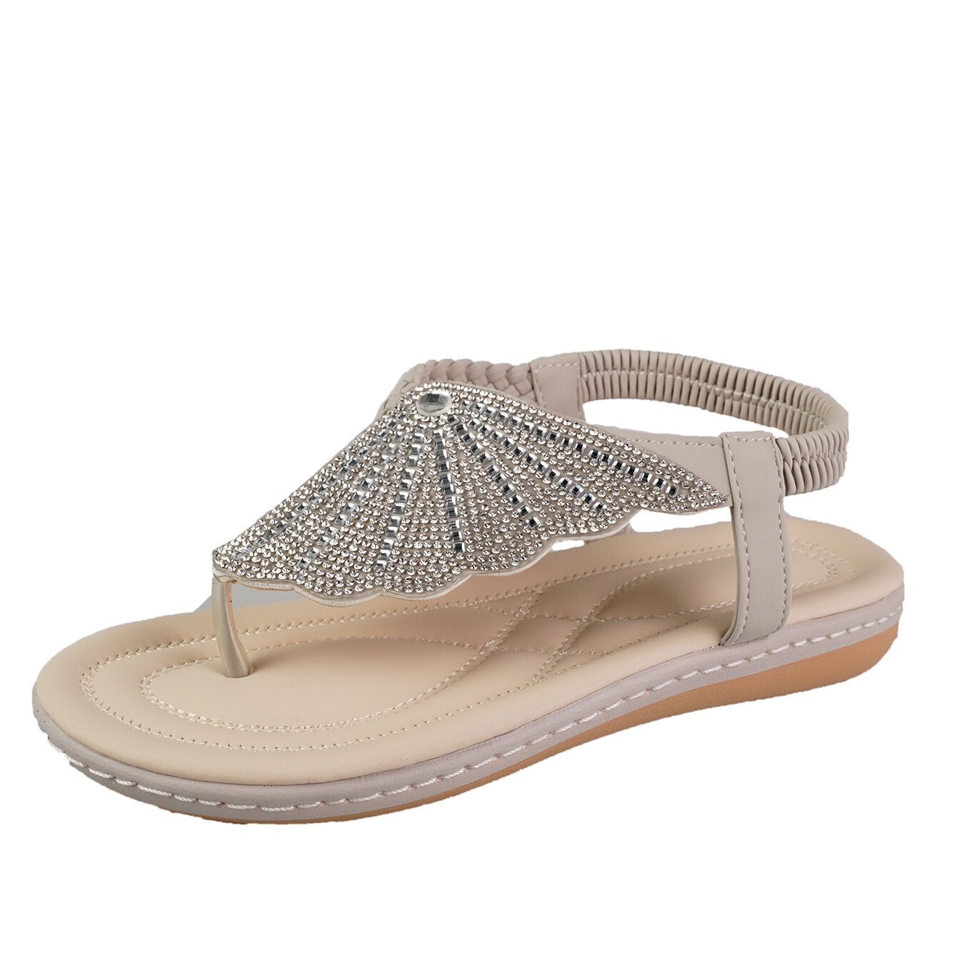 Flip-Flops mit niedrigem Absatz und Strass-Muschel