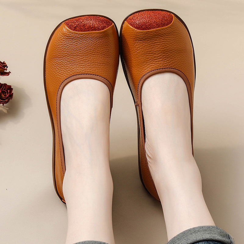 Flache bequeme Herbstschuhe aus Rindsleder