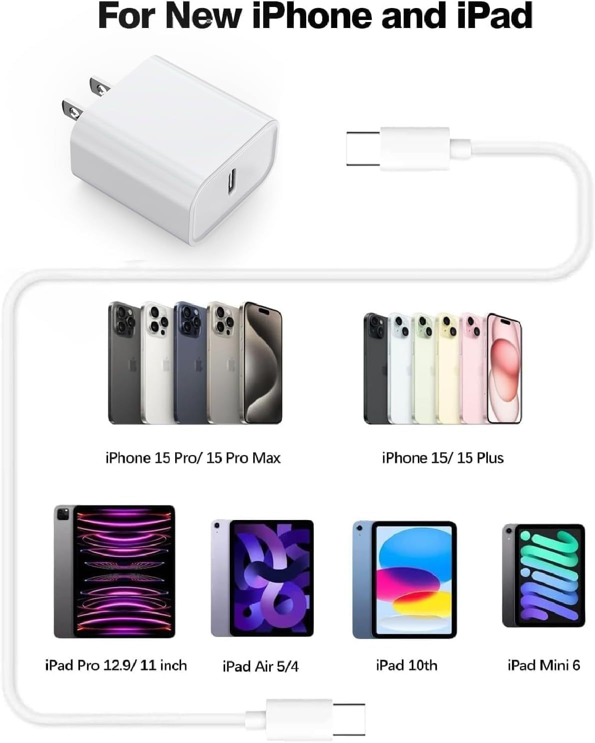 Cube-Telefonladegerät 2er-Pack mit Kabel