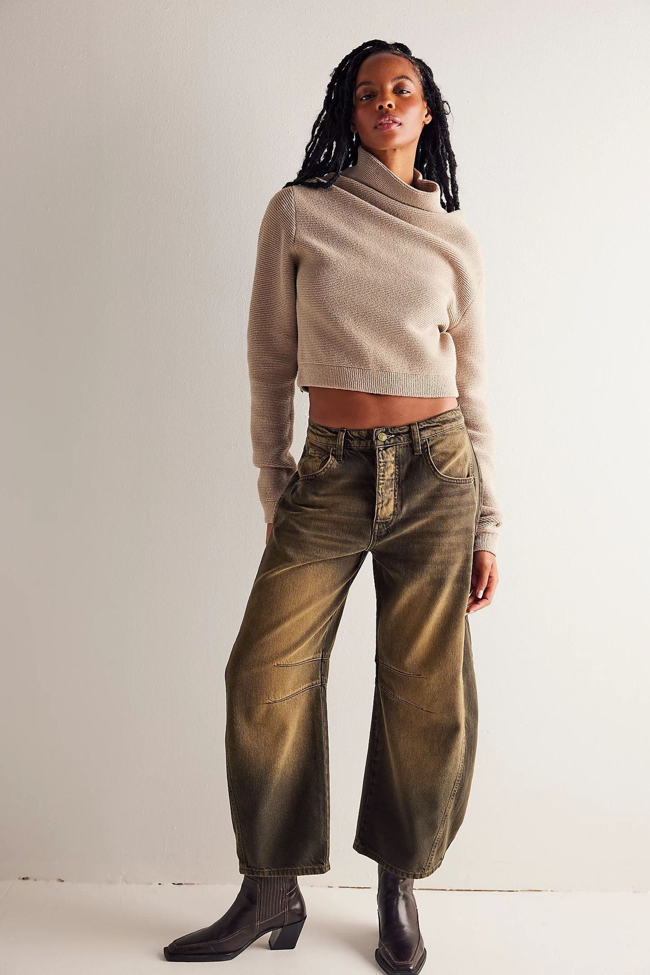 Jean large extensible à jambe large
