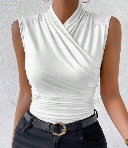 Débardeur plissé croisé – Femme