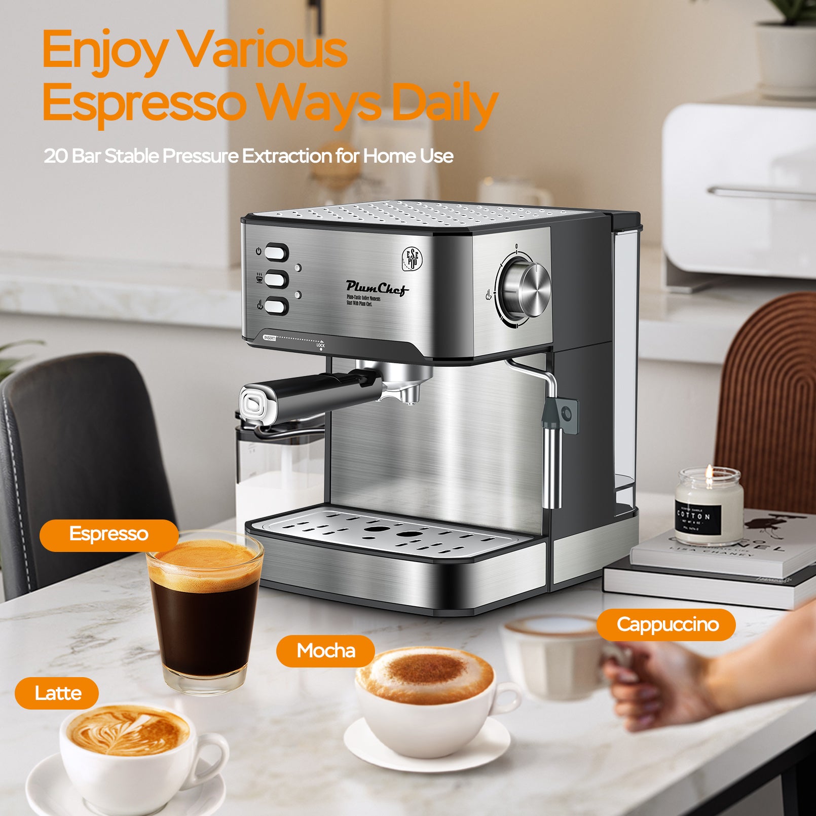 20 Bar Espresso Machine w/ Milk Frother