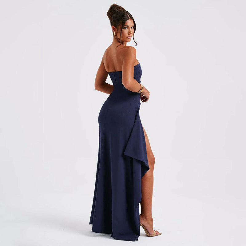 Robe de demoiselle d'honneur plissée sans bretelles