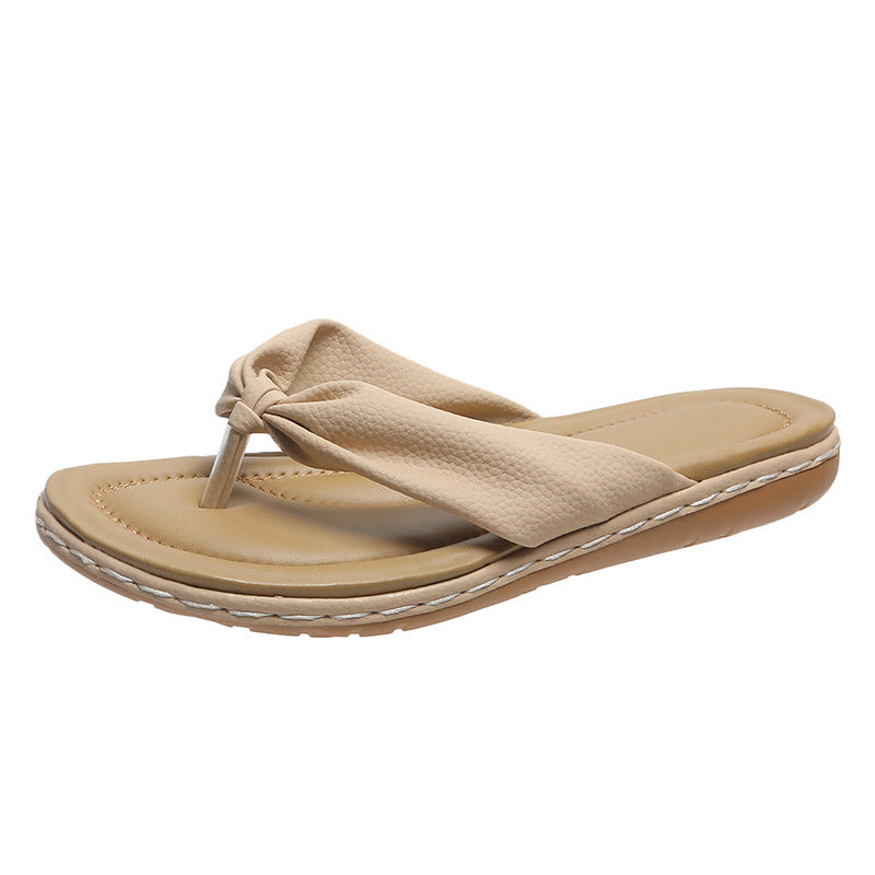 Flache Sommersandalen mit Schleife und Clip-Zehe
