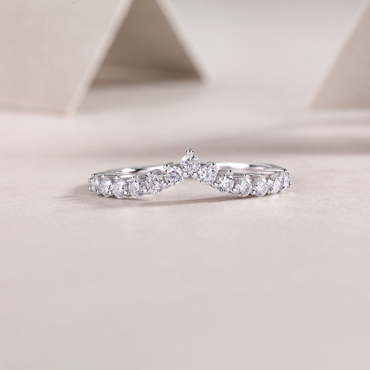 Crown Moissanite Silver Diamond Ring