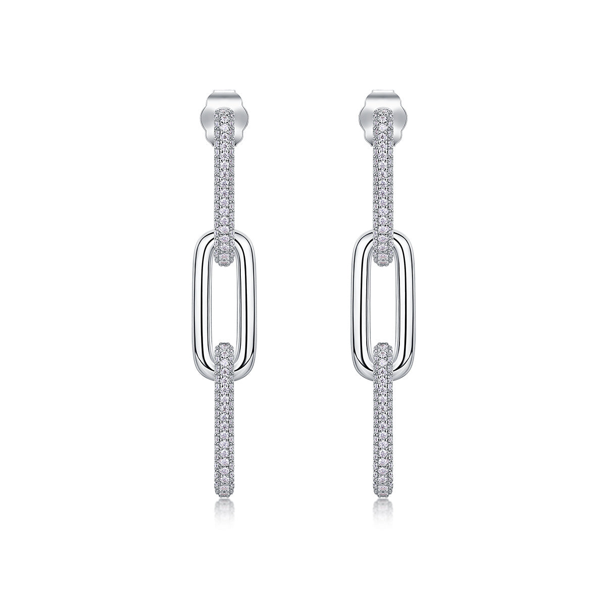 Chain Diamond Stud Earrings Set