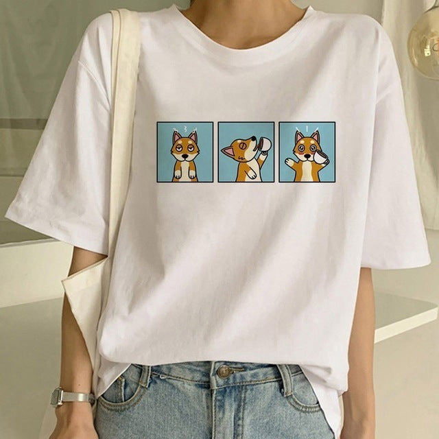 T-shirt col rond graphique Shiba Inu