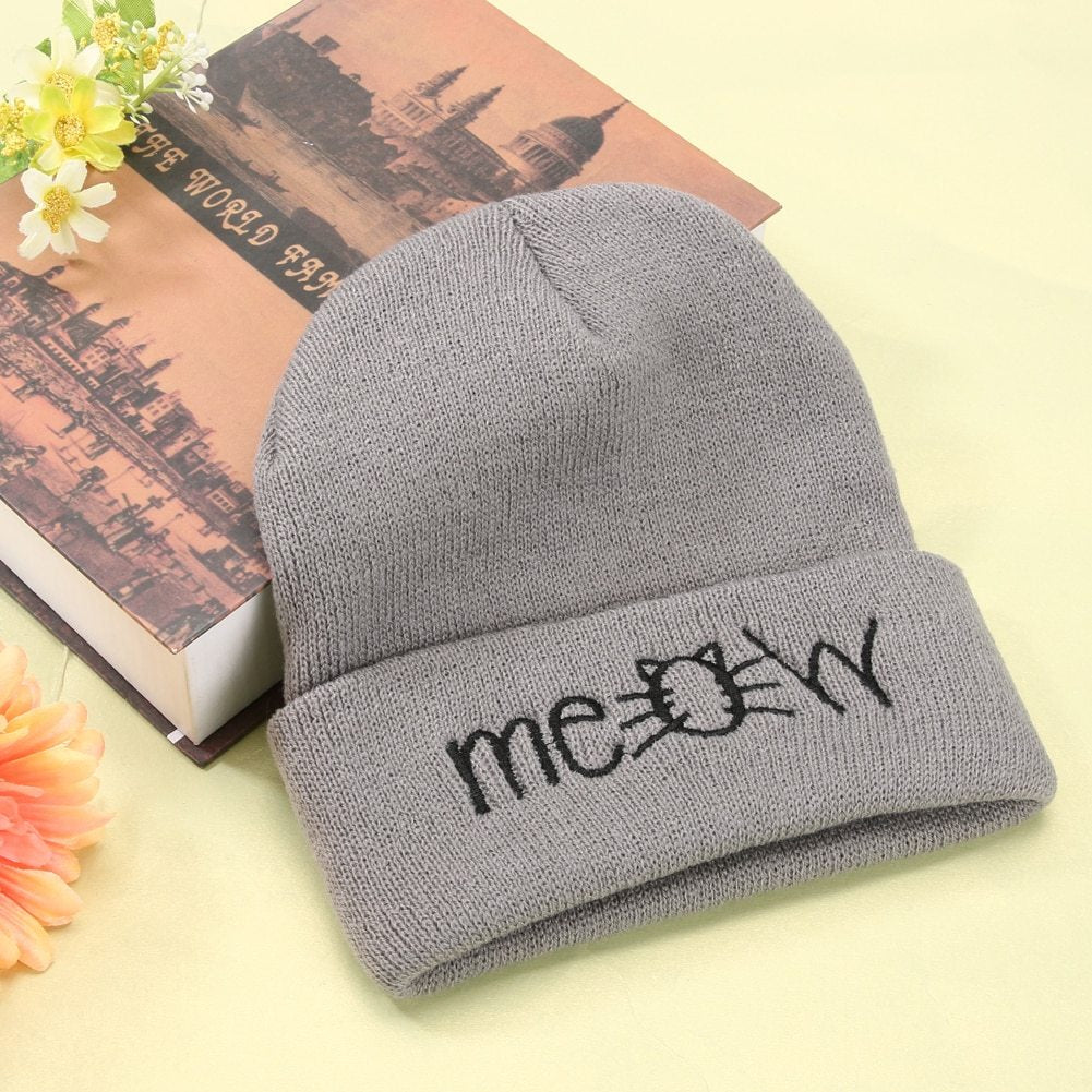 Autumn MEOW Wool Knit Beanie Hat